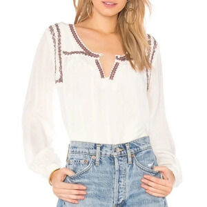 NWT Velvet by Graham & Spencer Julia Boho Embroidered Beaded Top S